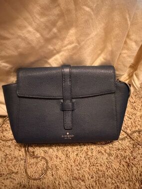 kate spade Navy Textured Leather Crossbody Bag with Strap Detail